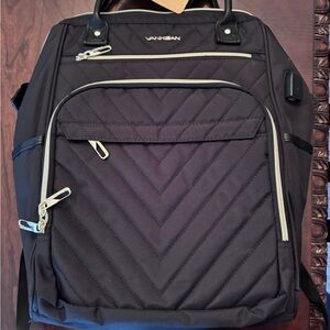 Black Quilted Women's Laptop Backpack
